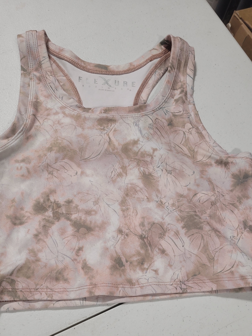 Pink Floral Tie-Dye Racerback Crop Tank